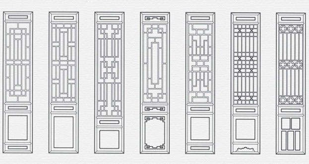 湄潭常用中式仿古花窗图案隔断设计图